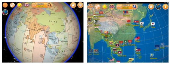 Globe Earth 3D bietet Dir einen Globus mit markierten Ländern, Flaggen und downloadbaren Hymnen. Zu jedem land sind Wikipedia-Einträge verlinkt.